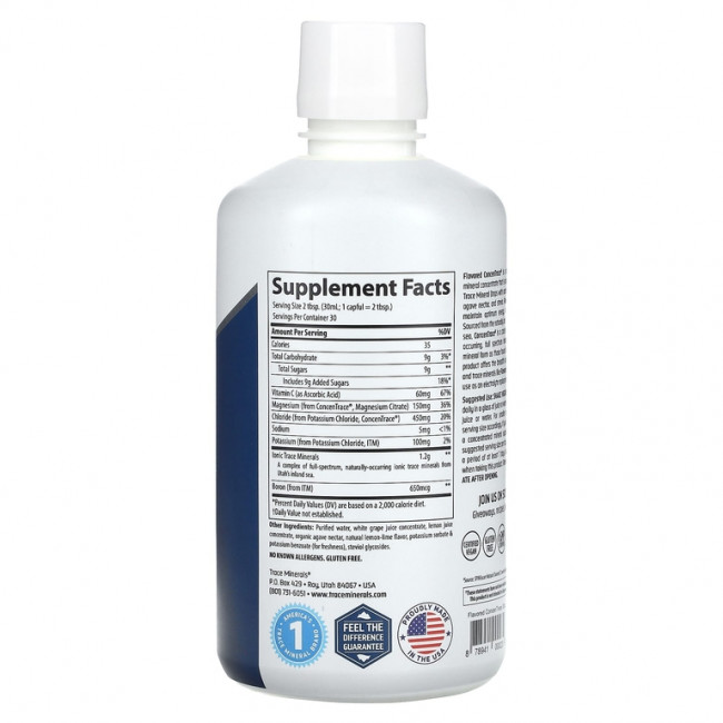 Trace Minerals ®, ConcenTrace, микроэлементы, со вкусом лимона и лайма, 887 мл (30 жидк. унций) Trace Minerals ®, ConcenTrace, микроэлементы, со вкусом лимона и лайма, 887 мл (30 жидк. унций)
