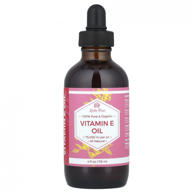 Leven Rose, 100% чистое и органическое масло витамина Е, 118 мл (4 жидких унции)