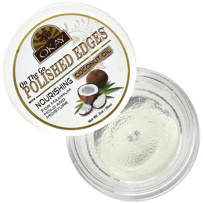 Okay Pure Naturals, Полированные края с питательным кокосовым маслом, 59 мл (2 унции)