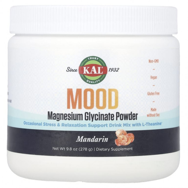 KAL, Mood, порошок глицината магния, мандарин, 278 г (9,8 унции) KAL, Mood, порошок глицината магния, мандарин, 278 г (9,8 унции)