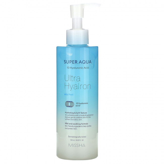 Missha, Super Aqua, мягкий пилинг с гиалуроновой кислотой, 250 мл (8,45 жидк. унций) Missha, Super Aqua, мягкий пилинг с гиалуроновой кислотой, 250 мл (8,45 жидк. унций)