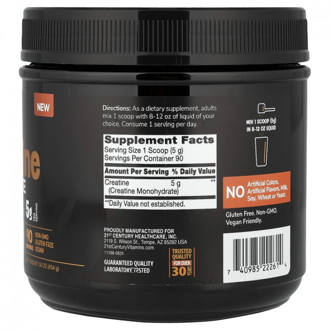 21st Century, Full Fuel 365™, моногидрат креатина, без вкусовых добавок, 454 г (16 унций)