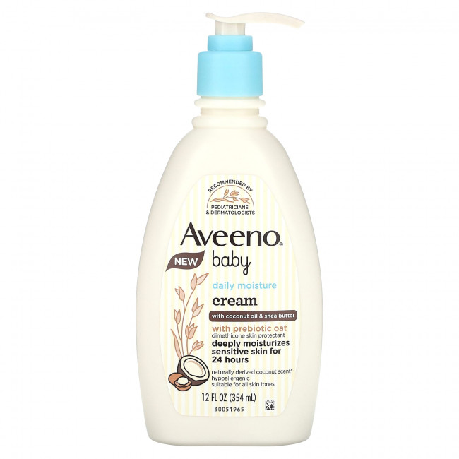 Aveeno, Детский, ежедневный увлажняющий крем, с кокосовым маслом и маслом ши, 354 мл (12 жидк. Унций) Aveeno, Детский, ежедневный увлажняющий крем, с кокосовым маслом и маслом ши, 354 мл (12 жидк. Унций)