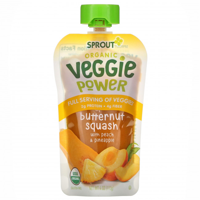 Sprout Organic, Veggie Power, мускатная тыква с персиком и ананасом, 113 г (4 унции) Sprout Organic, Veggie Power, мускатная тыква с персиком и ананасом, 113 г (4 унции)