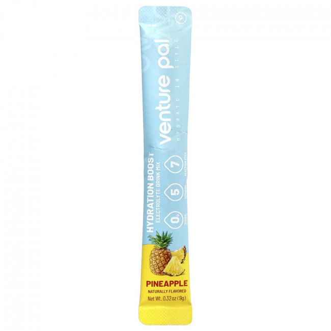 Venture Pal, Hydration Boost, электролитный напиток со вкусом ананаса, 16 пакетиков по 9 г каждый. Venture Pal, Hydration Boost, электролитный напиток со вкусом ананаса, 16 пакетиков по 9 г каждый.