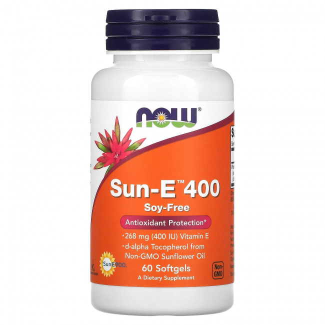 NOW Foods, Sun-E 400, 268 мг (400 МЕ), 60 мягких таблеток NOW Foods, Sun-E 400, 268 мг (400 МЕ), 60 мягких таблеток