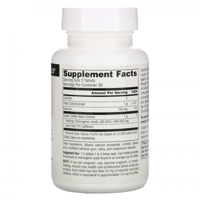 Source Naturals, Экстракт зеленого кофе, 500 мг, 60 таблеток Source Naturals, Экстракт зеленого кофе, 500 мг, 60 таблеток