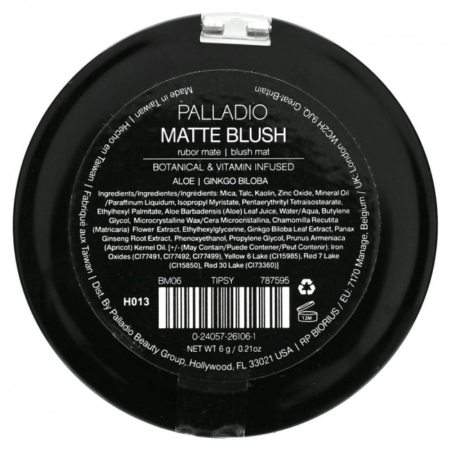 Palladio, Matte Blush, Tipsy BM06, 0.21 oz (6 g)