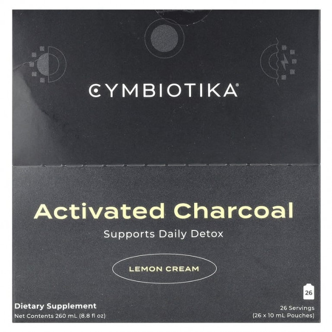 Cymbiotika, Активированный уголь, лимонный крем, 26 пакетиков по 10 мл (0,3 жидк. Унции) Cymbiotika, Активированный уголь, лимонный крем, 26 пакетиков по 10 мл (0,3 жидк. Унции)