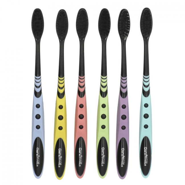 GuruNanda, Big Tuft Charcoal Toothbrushes, Soft , 6 Toothbrushes