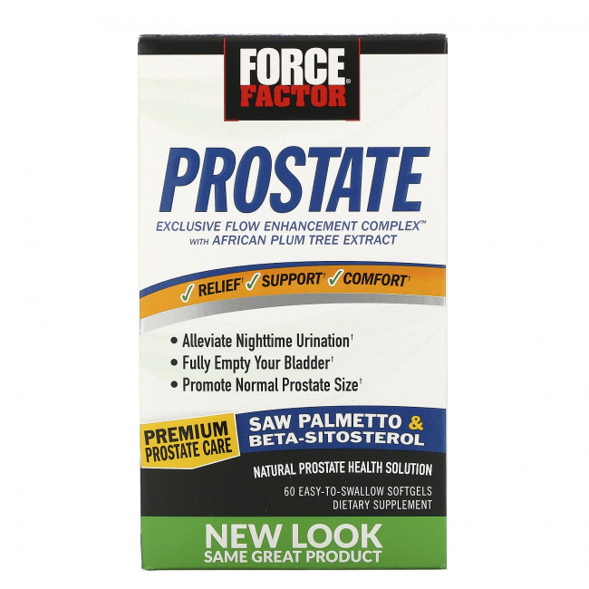 Force Factor, Prostate, натуральное средство для здоровья простаты, 60 удобных капсул Force Factor, Prostate, натуральное средство для здоровья простаты, 60 удобных капсул