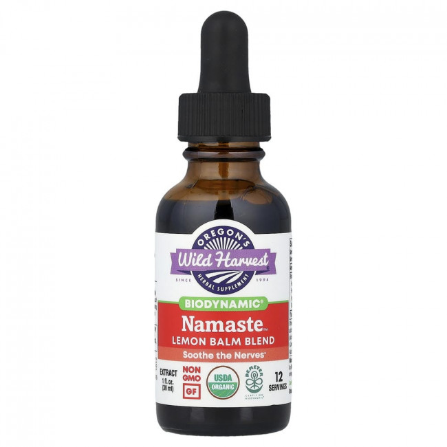 Смесь для приготовления напитка Oregon's Wild Harvest, Biodynamic®, Namaste™ с экстрактом мелиссы, 30 мл (1 жидкая унция)