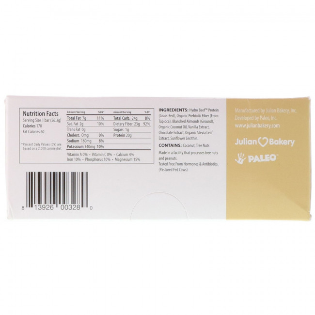Julian Bakery, PALEO, протеиновые батончики, миндальная помадка, 12 батончиков по 56,3 г (2,0 унции) Julian Bakery, PALEO, протеиновые батончики, миндальная помадка, 12 батончиков по 56,3 г (2,0 унции)