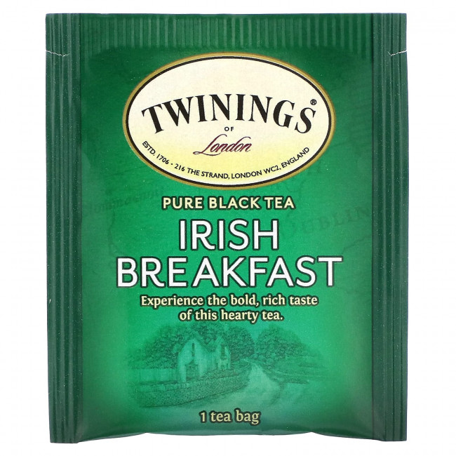 Twinings, Чистый черный чай, ирландский завтрак, 50 чайных пакетиков, 100 г (3,53 унции) Twinings, Чистый черный чай, ирландский завтрак, 50 чайных пакетиков, 100 г (3,53 унции)