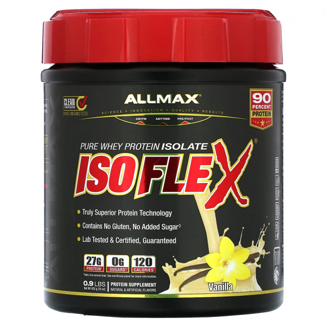 ALLMAX, Isoflex, чистый изолят сывороточного протеина, ваниль, 425 г (0,9 фунта) ALLMAX, Isoflex, чистый изолят сывороточного протеина, ваниль, 425 г (0,9 фунта)