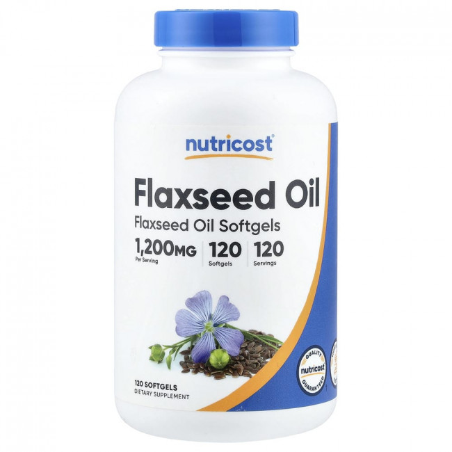 Nutricost, льняное масло, 1200 мг, 120 мягких капсул