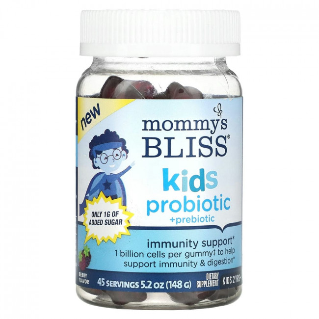 Mommy's Bliss, Детский пробиотик и пребиотик, от 2 лет, ягодный, 45 жевательных таблеток Mommy's Bliss, Детский пробиотик и пребиотик, от 2 лет, ягодный, 45 жевательных таблеток