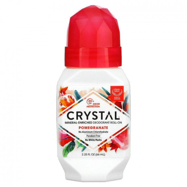 Crystal Body Deodorant, Натуральный шариковый дезодорант с гранатом, 2,25 жидкой унции (66 мл) Crystal Body Deodorant, Натуральный шариковый дезодорант с гранатом, 2,25 жидкой унции (66 мл)