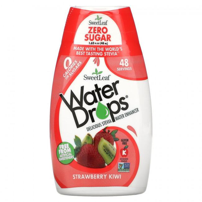 Wisdom Natural, SweetLeaf, Water Drops, усилитель вкуса со стевией, клубника-киви, 1,62 ж. унц. (48 мл) Wisdom Natural, SweetLeaf, Water Drops, усилитель вкуса со стевией, клубника-киви, 1,62 ж. унц. (48 мл)