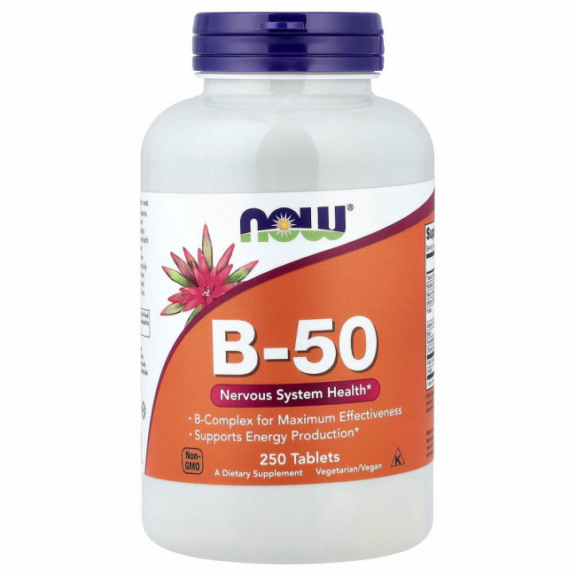 NOW Foods, B-50, добавка с витаминами группы В, 250 таблеток
