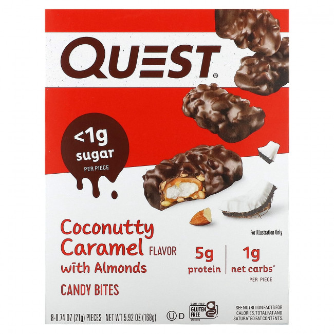 Quest Nutrition, Candy Bites, кокосовая карамель с миндалем, 8 шт., 21 г (0,74 унции) Quest Nutrition, Candy Bites, кокосовая карамель с миндалем, 8 шт., 21 г (0,74 унции)