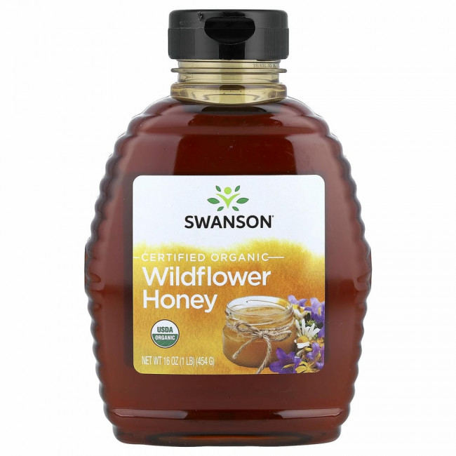 Swanson, Сертифицированный органический мед из полевых цветов, 454 г (16 унций) Swanson, Сертифицированный органический мед из полевых цветов, 454 г (16 унций)