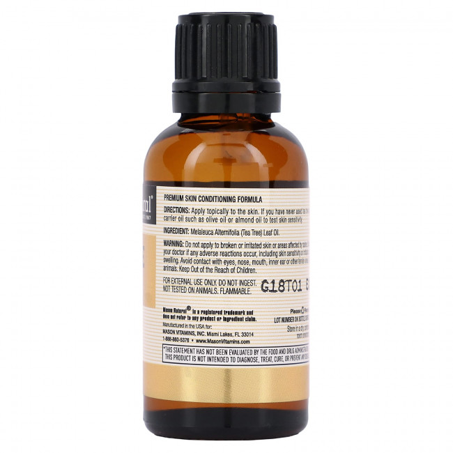 Mason Natural, Масло чайного дерева 1 жидких унции (30 мл) Mason Natural, Масло чайного дерева 1 жидких унции (30 мл)