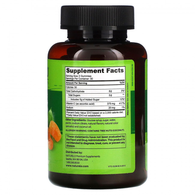 NATURELO, Vitamin C Gummies, Orange Flavor, 90 Vegan Gummies NATURELO, Vitamin C Gummies, Orange Flavor, 90 Vegan Gummies