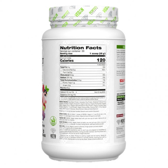 PERFECT Sports, Diet, веганская, 100% смесь растительных протеинов, с ягодным вкусом, 700 г (1,5 фунта) PERFECT Sports, Diet, веганская, 100% смесь растительных протеинов, с ягодным вкусом, 700 г (1,5 фунта)
