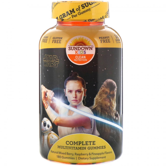 Sundown Naturals Kids, полноценный мультивитаминный комплекс в жевательных таблетках, «Дисней: Звездные войны», натуральное ягодное ассорти, малина и ананас, 180 жевательных таблеток Sundown Naturals Kids, полноценный мультивитаминный комплекс в жевательных таблетках, «Дисней: Звездные войны», натуральное ягодное ассорти, малина и ананас, 180 жевательных таблеток