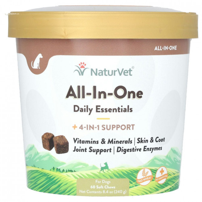 NaturVet, All-In-One, универсальная добавка для собак, 60 жевательных таблеток, 240 г (8,4 унции) NaturVet, All-In-One, универсальная добавка для собак, 60 жевательных таблеток, 240 г (8,4 унции)