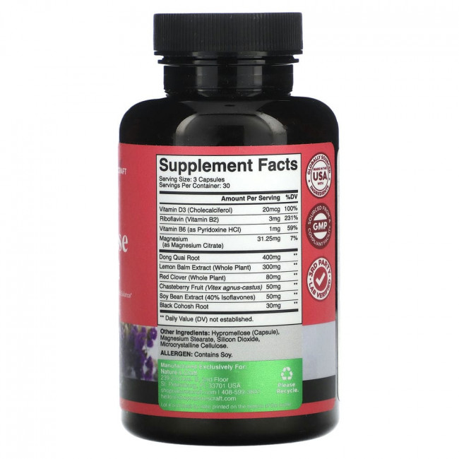 Nature's Craft, Women's Wellness, Menopause Support, 90 Capsules