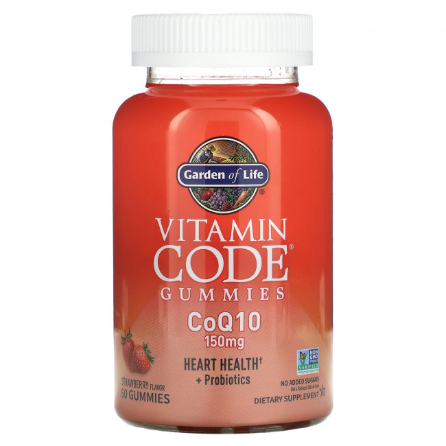 Garden of Life, Vitamin Code, жевательные мармеладки, коэнзим Q10, клубника, 150 мг, 60 жевательных таблеток Garden of Life, Vitamin Code, жевательные мармеладки, коэнзим Q10, клубника, 150 мг, 60 жевательных таблеток