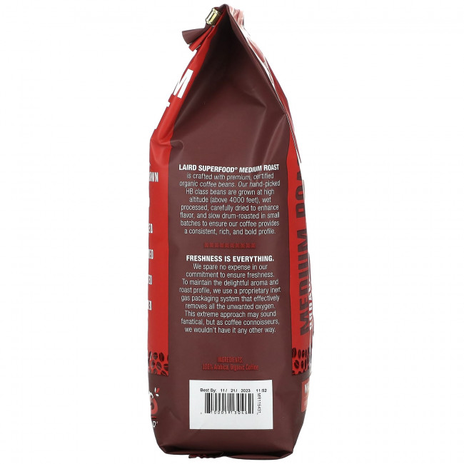 Laird Superfood, Органический перуанский кофе, цельные зерна, средней обжарки, 340 г (12 унций) Laird Superfood, Органический перуанский кофе, цельные зерна, средней обжарки, 340 г (12 унций)
