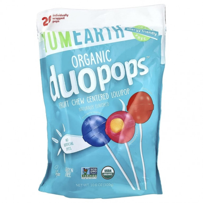 YumEarth, Organic Duopops ™, разнообразие, 20 леденцов, 300 г (10,6 унции) YumEarth, Organic Duopops ™, разнообразие, 20 леденцов, 300 г (10,6 унции)