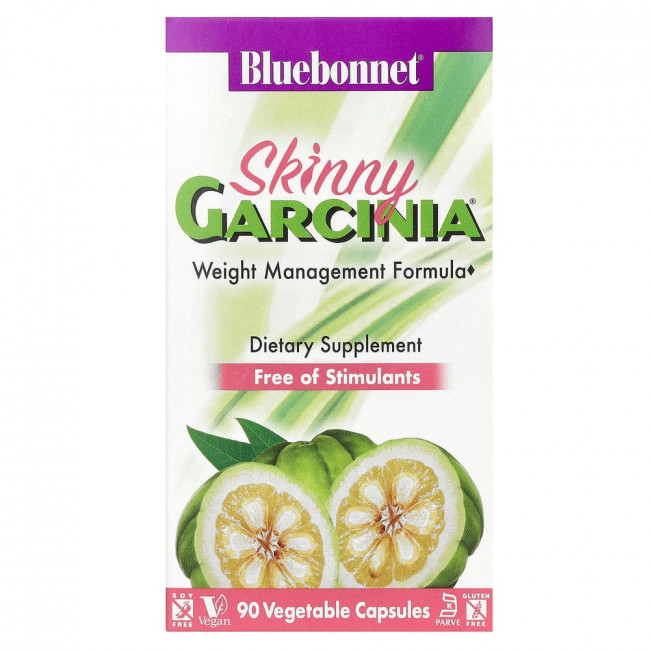 Bluebonnet Nutrition, Формула для контроля веса Skinny Garcinia, 90 растительных капсул Bluebonnet Nutrition, Формула для контроля веса Skinny Garcinia, 90 растительных капсул