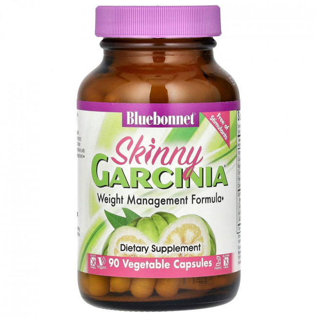 Bluebonnet Nutrition, Формула для контроля веса Skinny Garcinia, 90 растительных капсул Bluebonnet Nutrition, Формула для контроля веса Skinny Garcinia, 90 растительных капсул