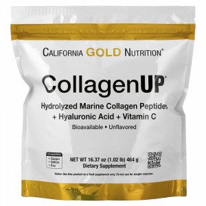 California Gold Nutrition, CollagenUP, морской гидролизованный коллаген, гиалуроновая кислота и витамин C, без вкусовых добавок, 464 г (16,37 унции)