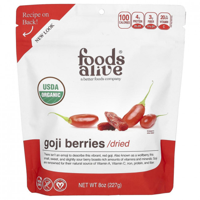 Foods Alive, Органические сушеные ягоды годжи, 227 г (8 унций)