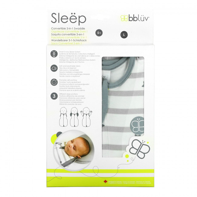 Bbluv, Sleep, трансформируемое пеленание 3 в 1, для детей от 0 месяцев, большое, 1 штука