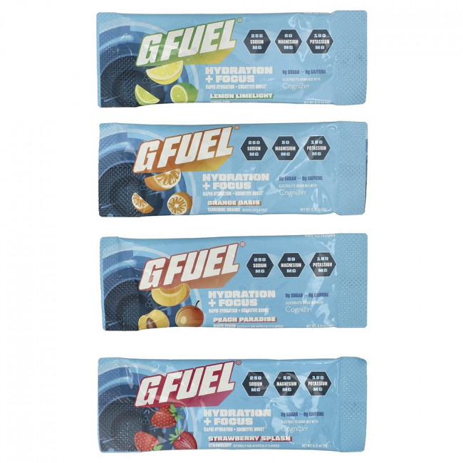 G FUEL, Увлажнение + Концентрация, Электролитный напиток с Cognizin®, Ассорти, 12 пакетиков по 6 г каждый G FUEL, Увлажнение + Концентрация, Электролитный напиток с Cognizin®, Ассорти, 12 пакетиков по 6 г каждый