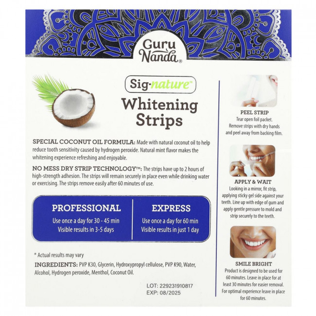 GuruNanda, Sig-Nature Whitening Strips , 14 Strips