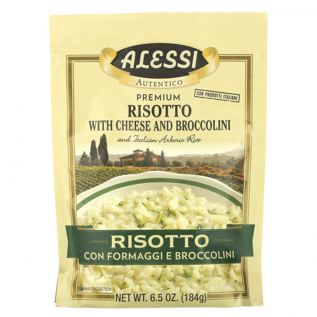Alessi, Ризотто премиального качества с сыром, брокколини и итальянским рисом арборио, 184 г (6,5 унции) Alessi, Ризотто премиального качества с сыром, брокколини и итальянским рисом арборио, 184 г (6,5 унции)