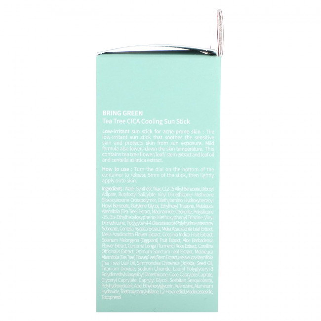 Bring Green, Охлаждающий солнцезащитный стик Tea Tree CICA, SPF 50+ PA ++++, 22 г (0,77 унции) Bring Green, Охлаждающий солнцезащитный стик Tea Tree CICA, SPF 50+ PA ++++, 22 г (0,77 унции)