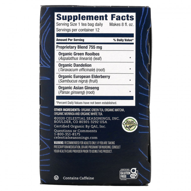 Celestial Seasonings, Herbal Tea, Daily Wellness, органический зеленый чай матча, 12 чайных пакетиков, 18 г (0,6 унции) Celestial Seasonings, Herbal Tea, Daily Wellness, органический зеленый чай матча, 12 чайных пакетиков, 18 г (0,6 унции)