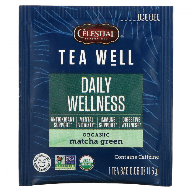 Celestial Seasonings, Herbal Tea, Daily Wellness, органический зеленый чай матча, 12 чайных пакетиков, 18 г (0,6 унции) Celestial Seasonings, Herbal Tea, Daily Wellness, органический зеленый чай матча, 12 чайных пакетиков, 18 г (0,6 унции)