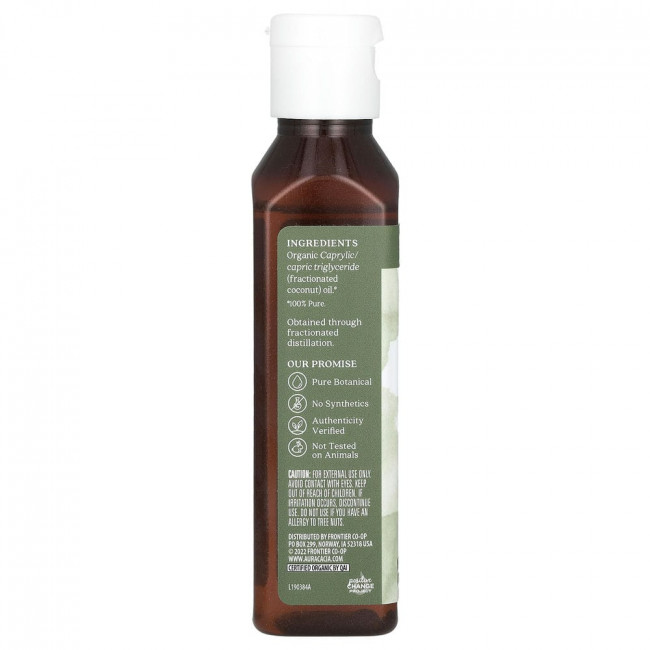Aura Cacia, Органическое масло для тела, фракционированное кокосовое масло, 118 мл Aura Cacia, Органическое масло для тела, фракционированное кокосовое масло, 118 мл
