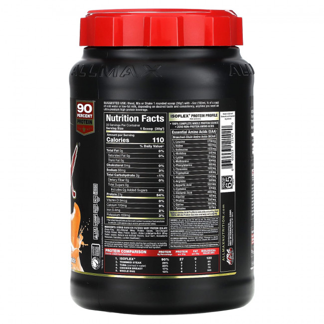 ALLMAX, Isoflex, 100% сверхчистый изолят сывороточного белка (WPI ионная фильтрация), апельсиновый шербет 2 фунта (907 г) ALLMAX, Isoflex, 100% сверхчистый изолят сывороточного белка (WPI ионная фильтрация), апельсиновый шербет 2 фунта (907 г)