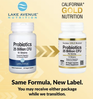 California Gold Nutrition, пробиотики с ацидофильными лактобактериями, бифидобактериями лактис, лактобактериями плантарум и лактобактериями казеи, смесь из 10 штаммов, 25 млрд КОЕ, 60 вегетарианских капсул