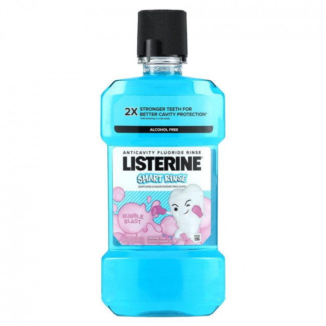 Ополаскиватель для рта Listerine Smart Rinse, без спирта, Bubble Blast, 500 мл (16,9 жидких унций) (снят с производства)
